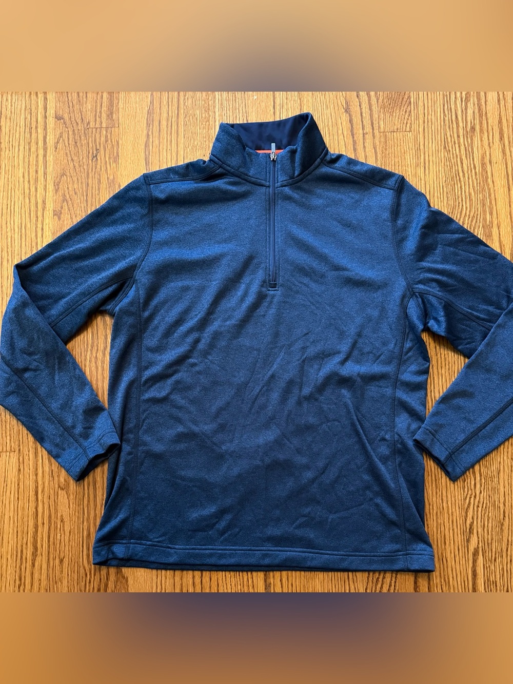 Bugatchi Men’s Blue 1/4 Zip Fleece Mock Neck Pullover Sweatshirt Size L